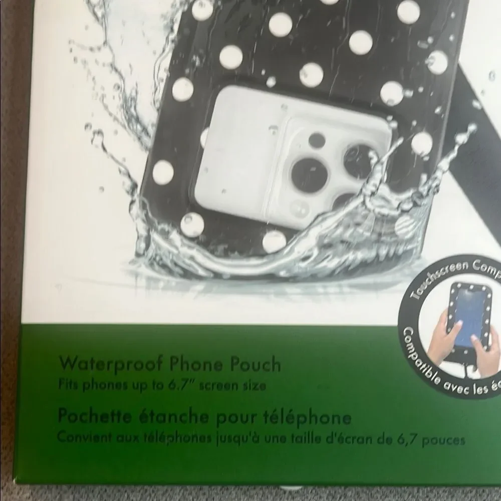 Nwt Kate Spade Black Polka Dot waterproof Phone pouch.